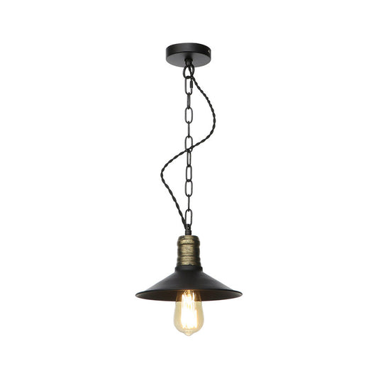 Wrought Iron Black Pendant Light - Retro 1-Light Ceiling Fixture For Living Room (7’/8.5’/10’ Wide)