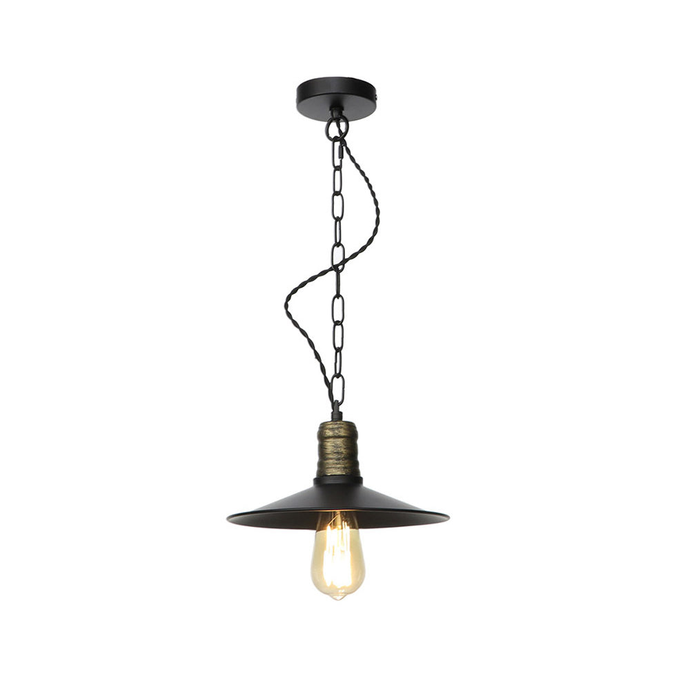 Wrought Iron Black Pendant Light - Retro 1-Light Hanging Fixture For Living Room (7/8.5/10 Width)