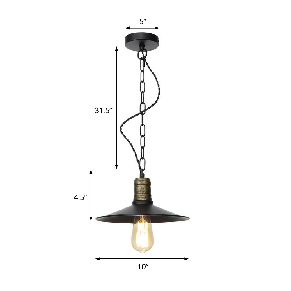 Wrought Iron Black Pendant Light - Retro 1-Light Ceiling Fixture For Living Room (7’/8.5’/10’ Wide)