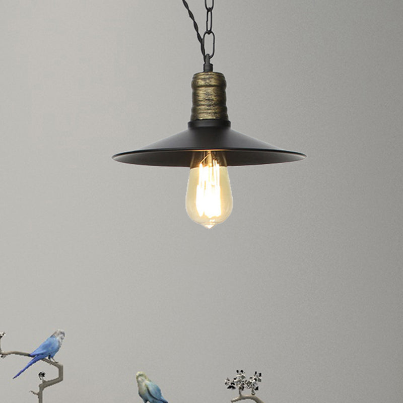 Wrought Iron Black Pendant Light - Retro 1-Light Ceiling Fixture For Living Room (7’/8.5’/10’ Wide)