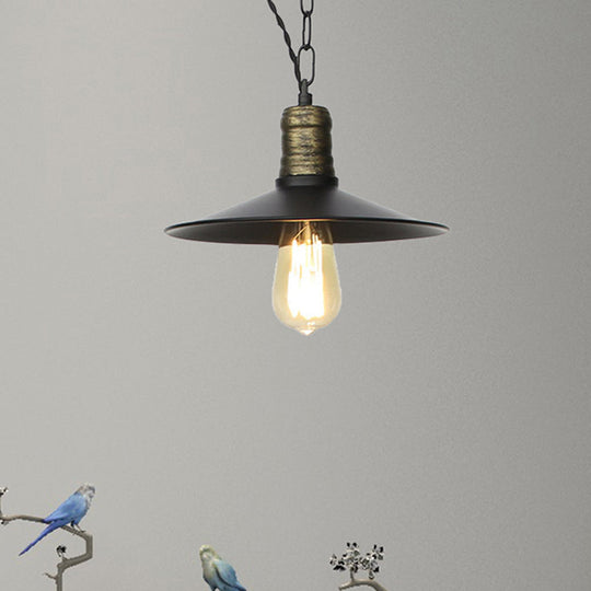 Wrought Iron Black Pendant Light - Retro 1-Light Ceiling Fixture For Living Room (7’/8.5’/10’ Wide)