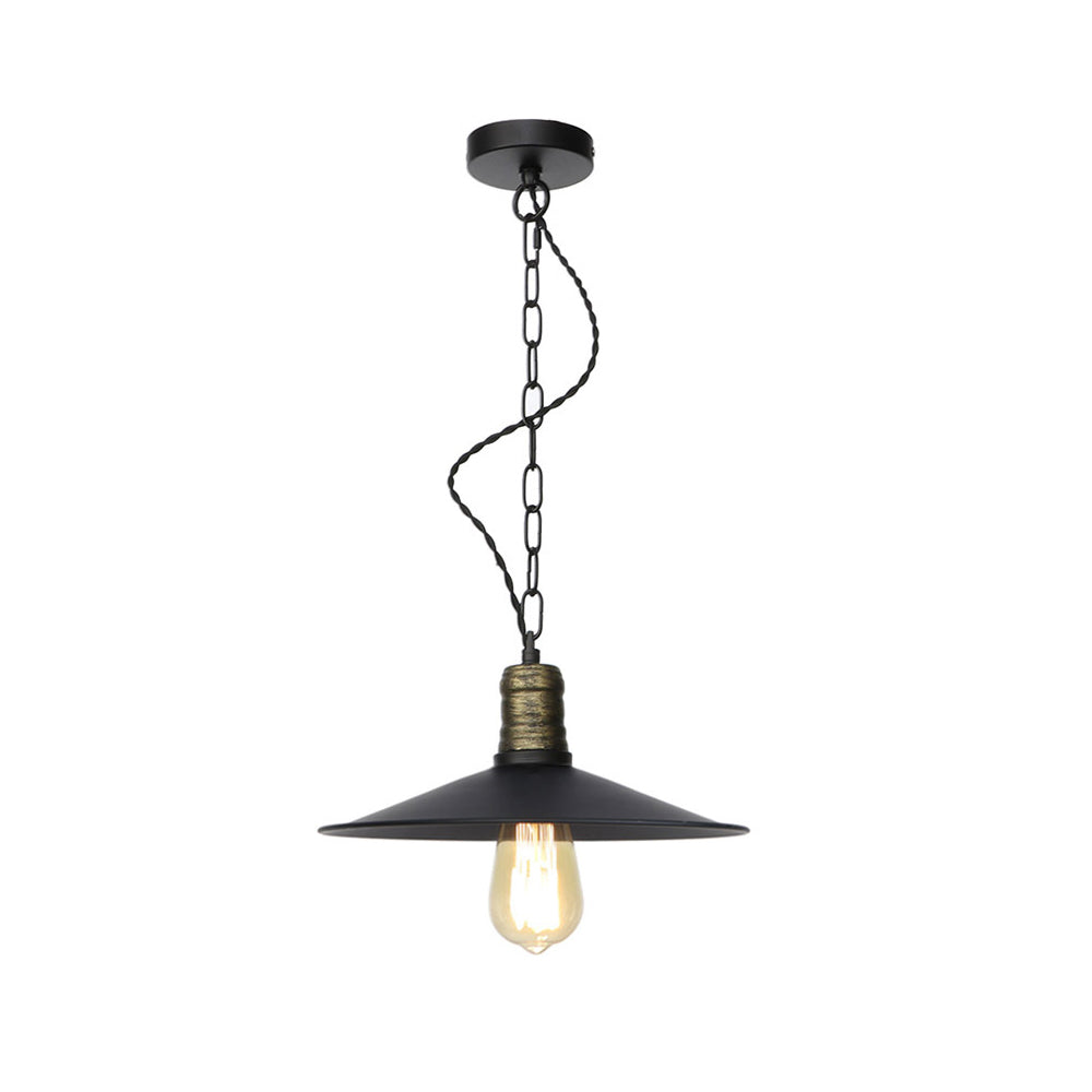 Wrought Iron Black Pendant Light - Retro 1-Light Ceiling Fixture For Living Room (7’/8.5’/10’ Wide)