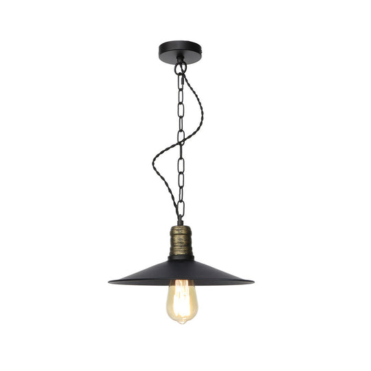 Wrought Iron Black Pendant Light - Retro 1-Light Ceiling Fixture For Living Room (7’/8.5’/10’ Wide)