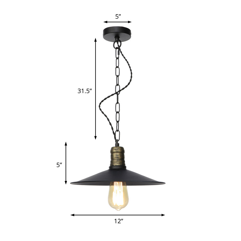 Wrought Iron Black Pendant Light - Retro 1-Light Ceiling Fixture For Living Room (7’/8.5’/10’ Wide)