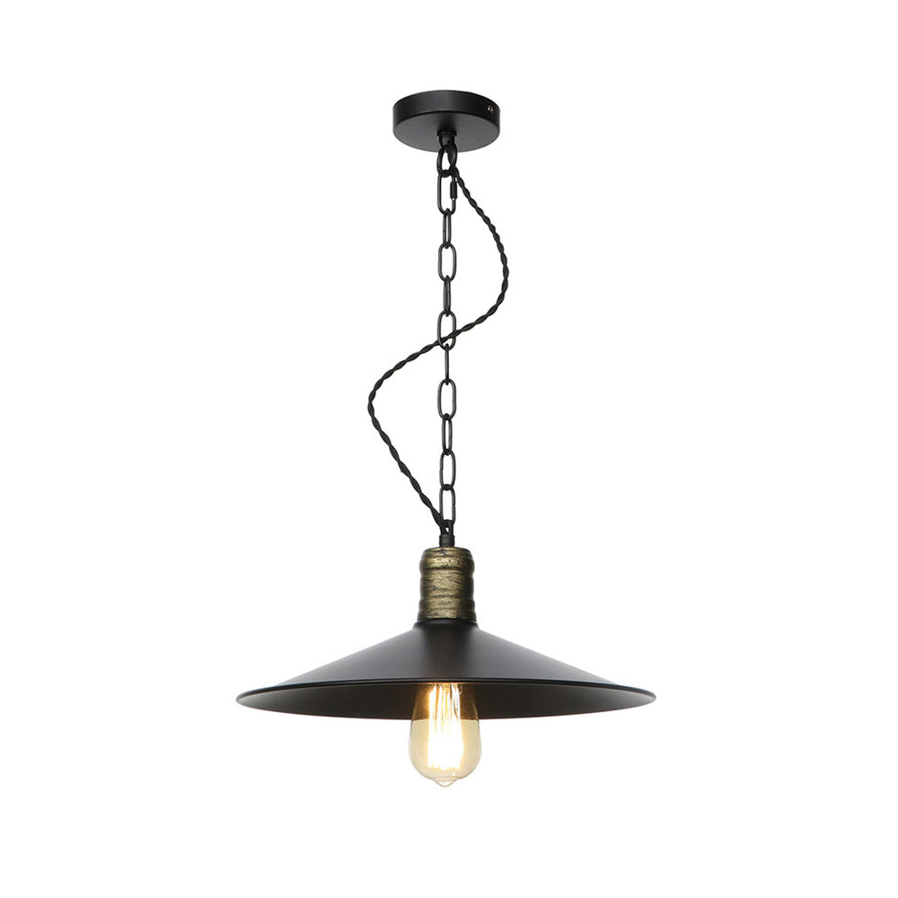 Wrought Iron Black Pendant Light - Retro 1-Light Ceiling Fixture For Living Room (7’/8.5’/10’ Wide)