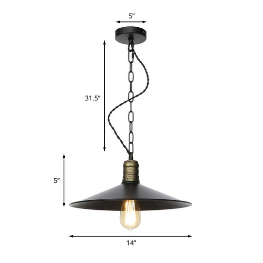 Wrought Iron Black Pendant Light - Retro 1-Light Ceiling Fixture For Living Room (7’/8.5’/10’ Wide)