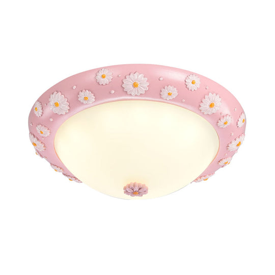 Cute Led Frosted Glass Bowl Ceiling Light For Child’s Bedroom