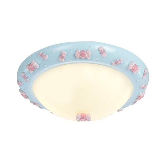 Cute Led Frosted Glass Bowl Ceiling Light For Child’s Bedroom