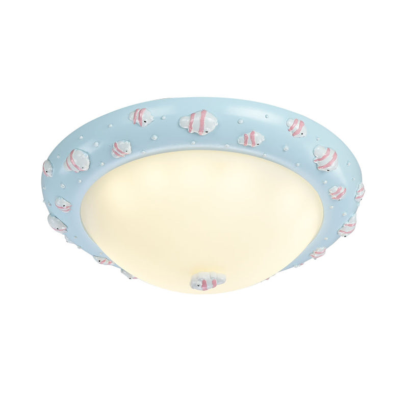 Cute Led Frosted Glass Bowl Ceiling Light For Child’s Bedroom
