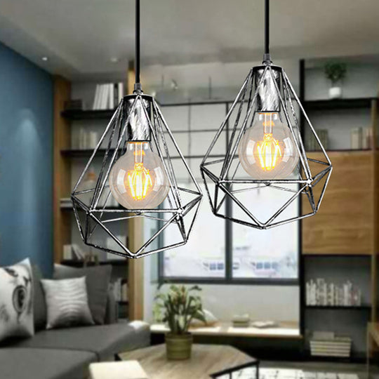 1-Light Pendant Ceiling Light - Wire Cage Wrought Iron Lamp (Country Style) Black/Copper/Gold Living