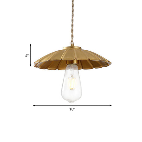 Vintage Brass Cone Pendant Light With Adjustable Cord For Bedroom