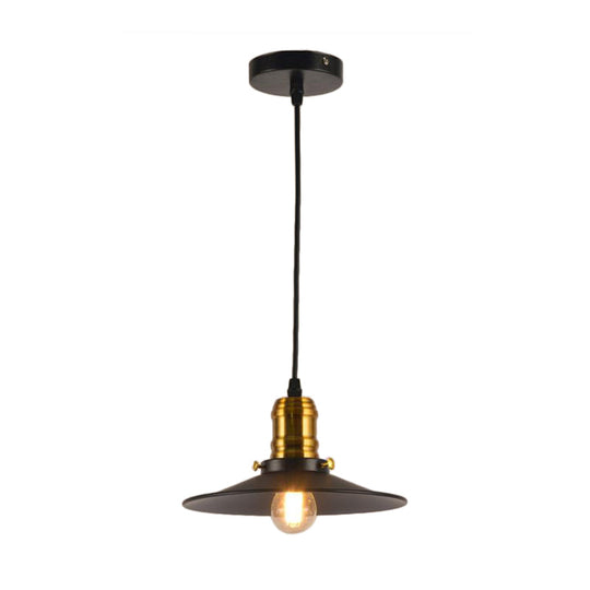Industrial Black Flared Single Bulb Metal Pendant Light - 8.5’/10’/12’ Wide Stylish Dining
