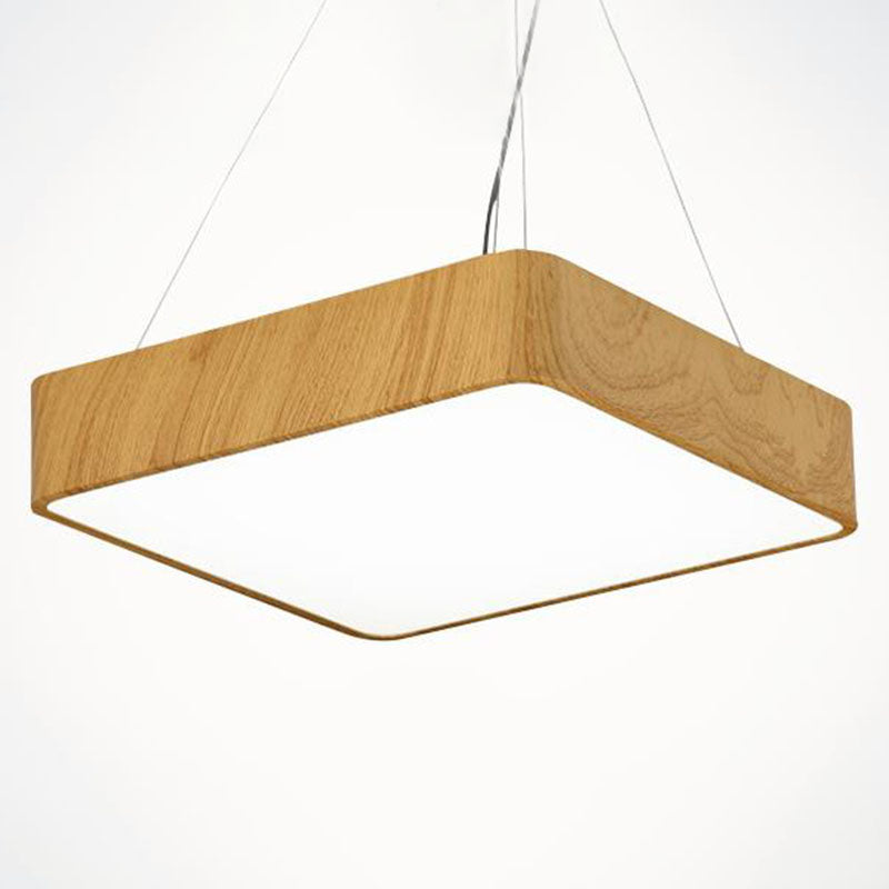Sleek Led Pendant Light For Dining Rooms - Square Acrylic Fixture Wood / Small