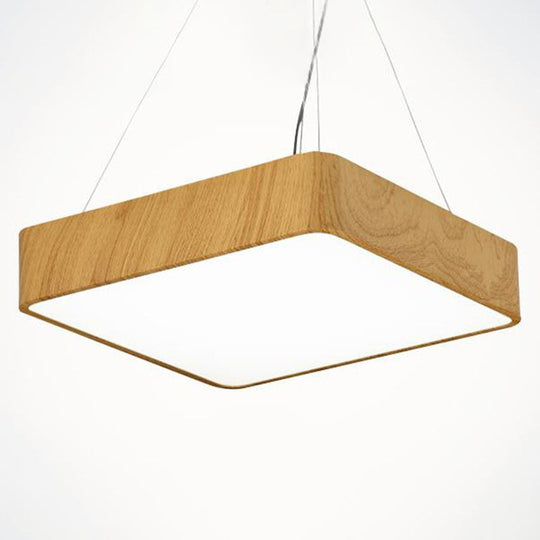 Sleek Led Pendant Light For Dining Rooms - Square Acrylic Fixture Wood / Small