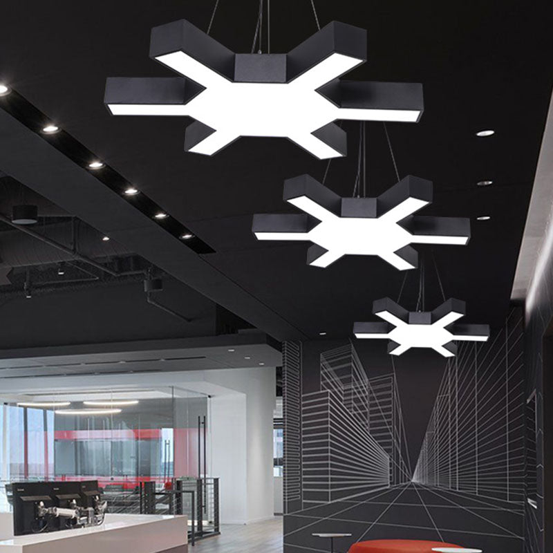 Contemporary Black Led Hanging Lamp For Gymnasiums: Branch Design Acrylic Commercial Pendant