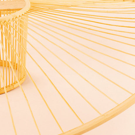 Contemporary Bamboo Twist Pendant Lamp - Single-Bulb Wood Suspension Light
