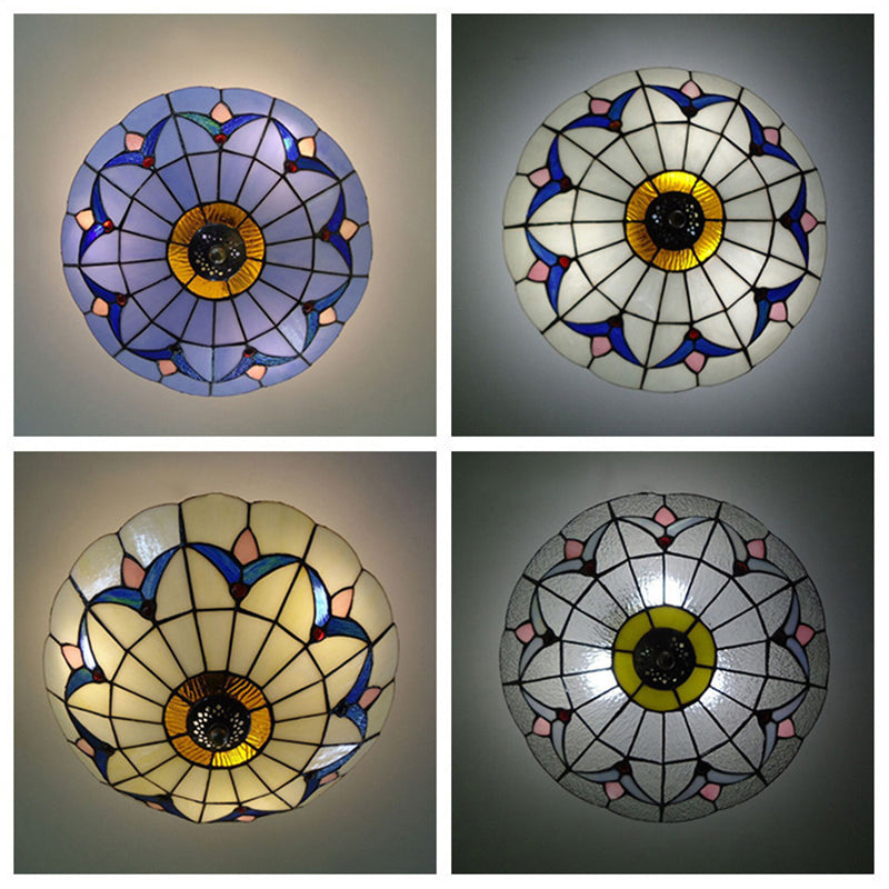 Rustic Style Dome Flush Mount Ceiling Light With Jewel Decoration (10’/12’ Inch) –