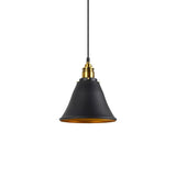 Industrial Hanging Pendant Lamp - 1-Light Wrought Iron Black/White/Gold Bell Shade For Living Room