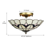 Rustic Style Dome Flush Mount Ceiling Light With Jewel Decoration (10/12 Inch)