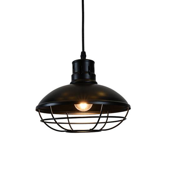 Vintage Dome Caged Pendant Lamp – Kitchen Island Black Hanging Light Fixture’