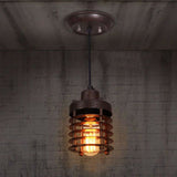 Industrial Cylinder Cage Pendant Light With Metallic Shade - Matte Black/Rust Finish Ideal For Table