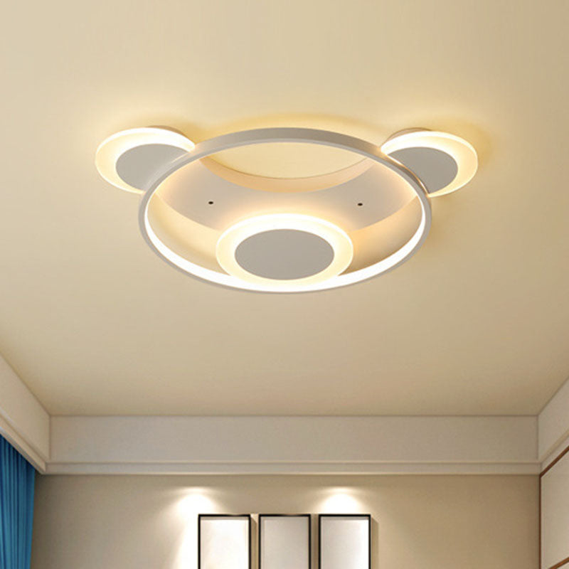 Modern White Bear Shaped Led Ceiling Light / 18’ Warm