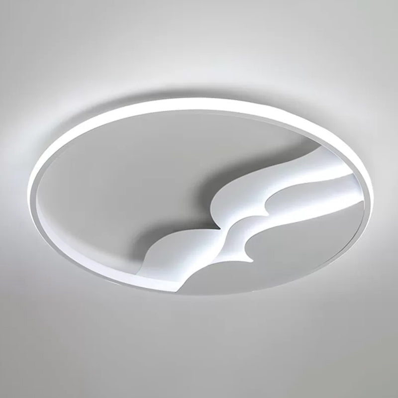 Modern Led Flush Ceiling Light With Artistic Acrylic White Ring And Mountain Decor / 21 B