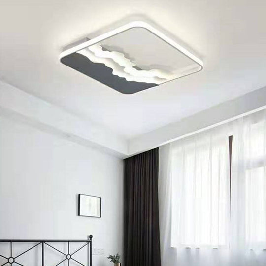 Modern Mountain Led Flush Mount Ceiling Light Grey / Square