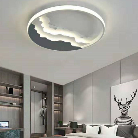 Modern Mountain Led Flush Mount Ceiling Light Grey / Round