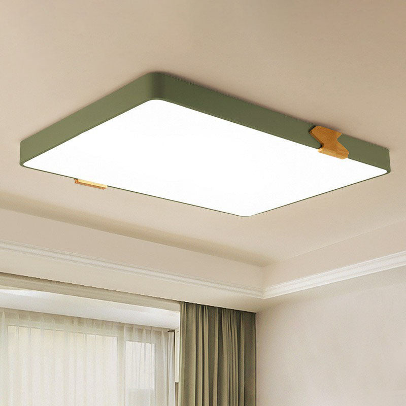 Simple Acrylic Led Ceiling Light- Square Shaped Bedroom Flush Mount Green / Small Rectangle