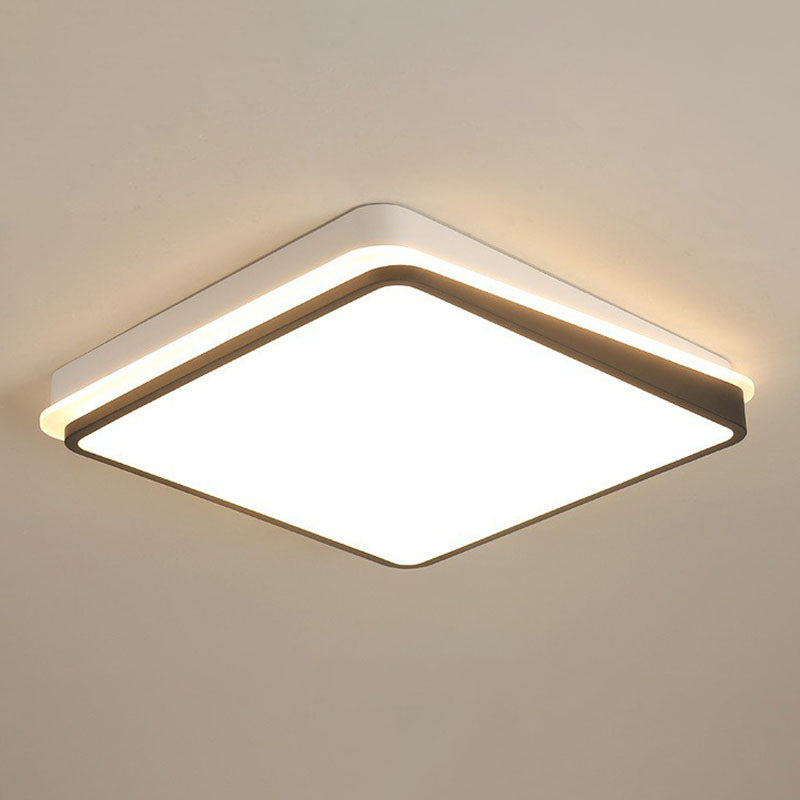 Minimalist Black & White Led Metal Flush Mount Light Fixture Black - White / Warm Square