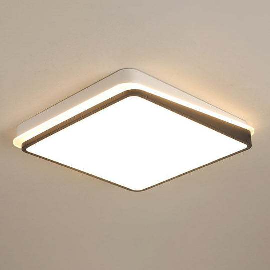 Minimalist Black & White Led Metal Flush Mount Light Fixture Black - White / Warm Square
