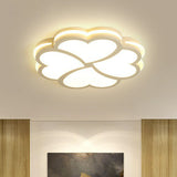 Modern Clover Shaped Bedroom Led Flush Mount Ceiling Light In White / 3 Color