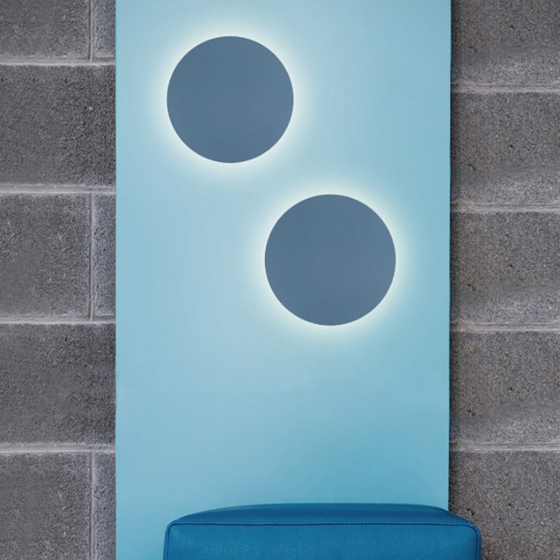 Nordic Macaron Colored Wall Sconce For Stair Foyer In Round Metal Design Light Blue / A