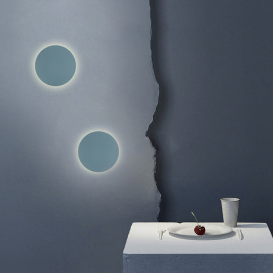 Nordic Macaron Colored Wall Sconce For Stair Foyer In Round Metal Design