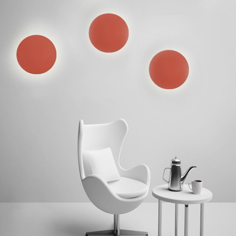 Nordic Macaron Colored Wall Sconce For Stair Foyer In Round Metal Design