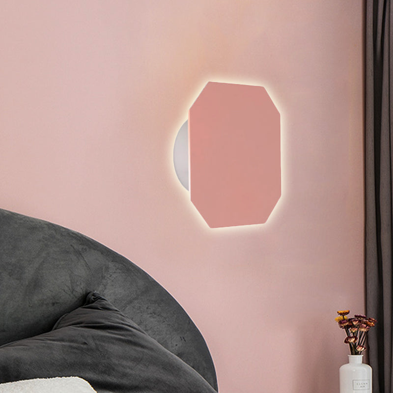 Nordic Macaron Colored Wall Sconce For Stair Foyer In Round Metal Design Pink / B