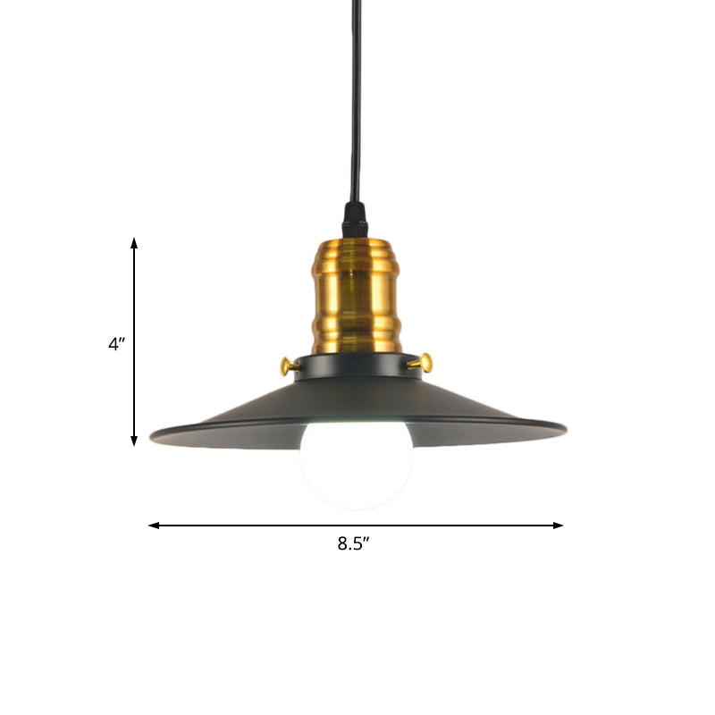 Wrought Iron Industrial Pendant Light - 8.5’/10’ Saucer Shape Black 1-Light For Living Room