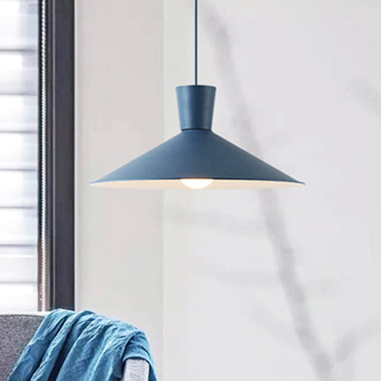 Nordic Style Iron Pendant Ceiling Light - Pink/Yellow/Blue Flared Design Perfect For Living Room