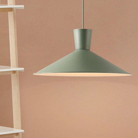 Nordic Iron Flared Pendant Ceiling Light - Pink/Yellow/Blue 1 Hanging Fixture For Living Room Green