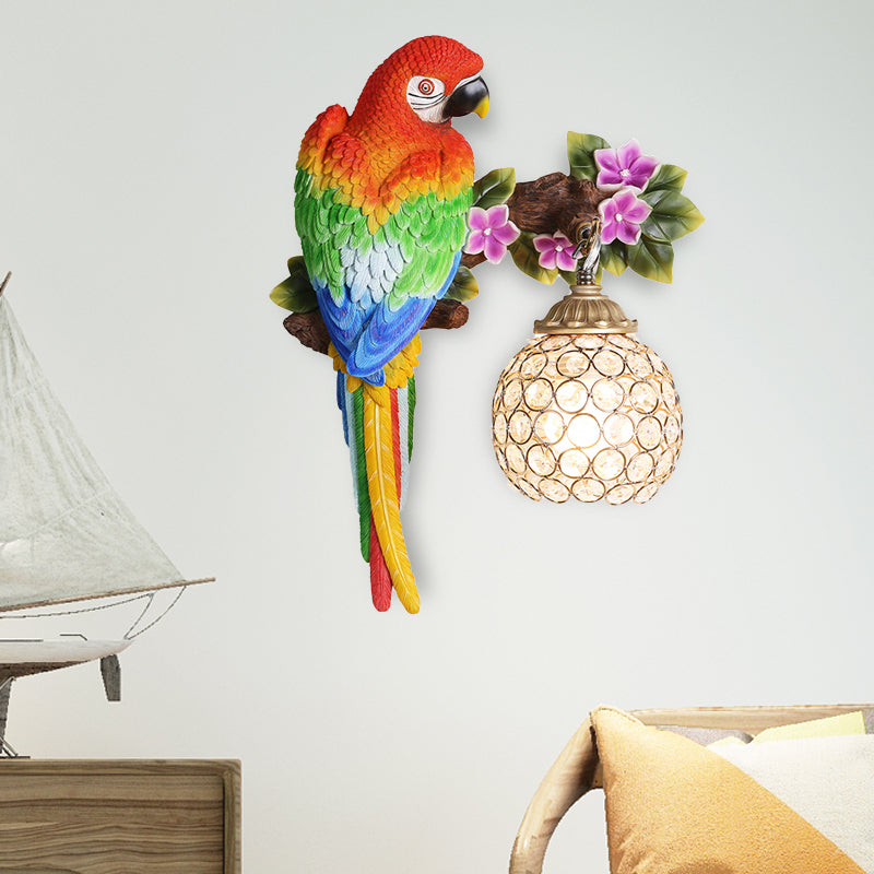 Parrot Wall Sconce With Crystal Lampshade - Gold Finish Right/Left / Left