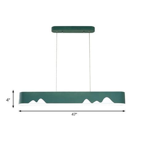 Modern Led Rectangular Linear Chandelier With Metal Hanging Ceiling Light (White/Black/Green) -