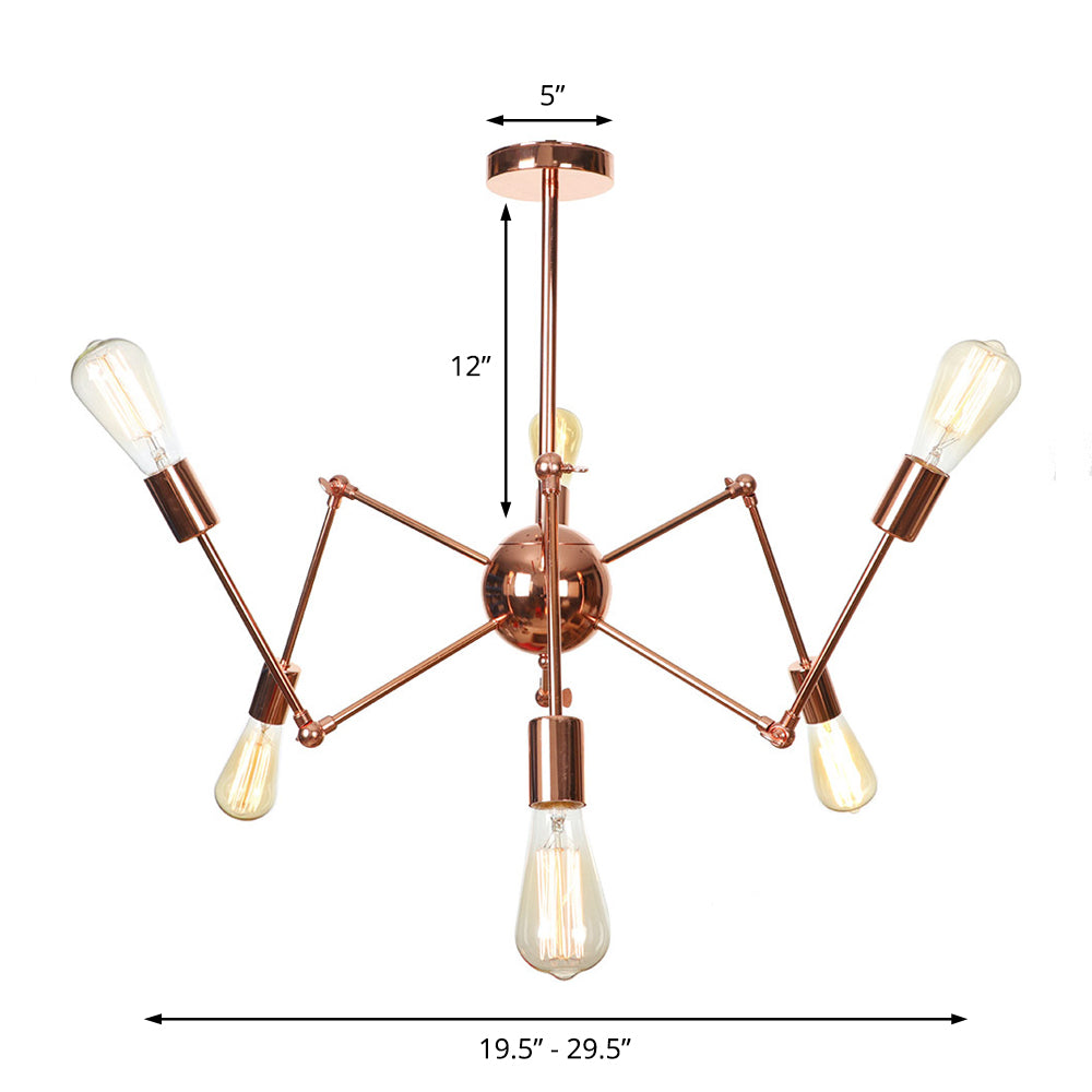 Rustic Copper Sputnik Pendant Chandelier - Indoor Light Fixture With 6/8/10 Lights