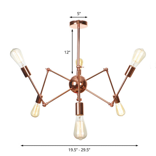 Rustic Copper Sputnik Pendant Chandelier - Indoor Light Fixture With 6/8/10 Lights