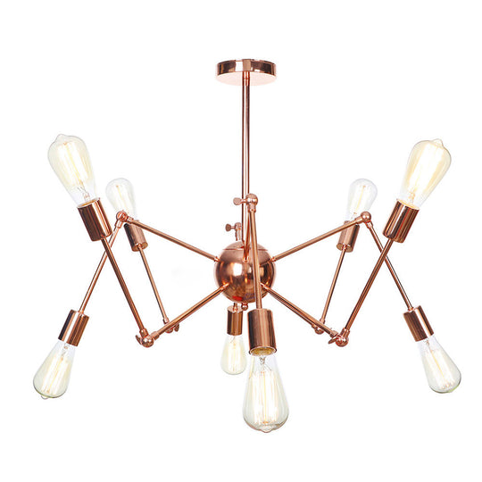 Rustic Copper Sputnik Pendant Chandelier - Indoor Light Fixture With 6/8/10 Lights