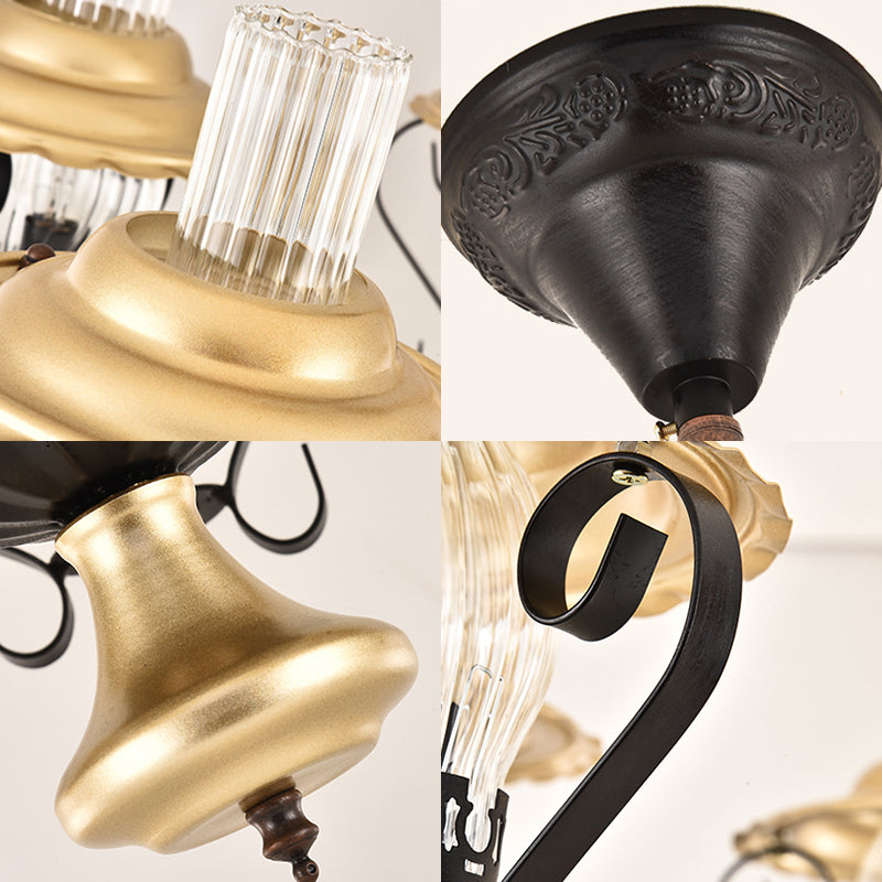 Industrial Brass Iron And Glass Lantern Ceiling Pendant - Single Light Bedroom