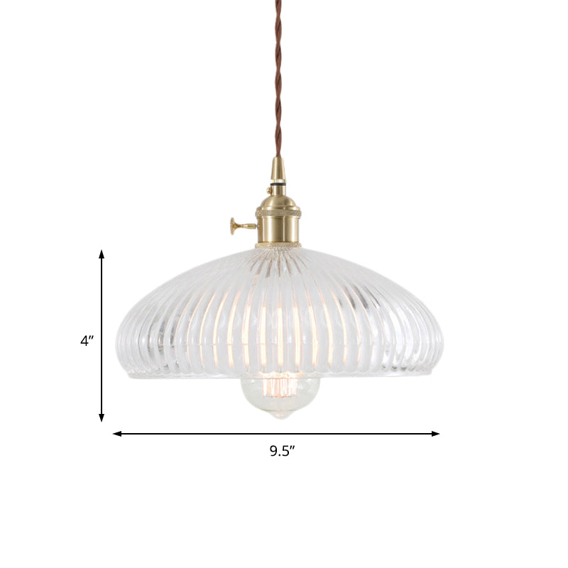 Retro 1-Light Clear Glass Brass Pendant Lamp For Living Room