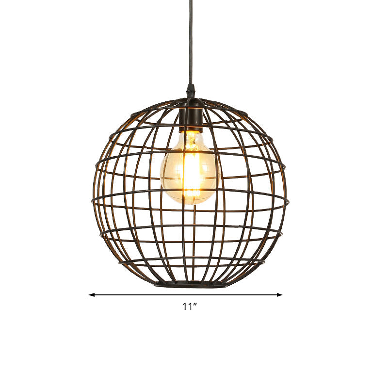 Metal Industrial Hanging Pendant Light With Globe Shade - Ideal For Living Room Ceiling Lighting