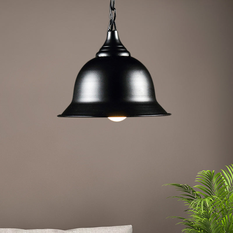 Industrial Black/Red/Yellow Dome Pendant Light Fixture - Hanging Ceiling For Living Room