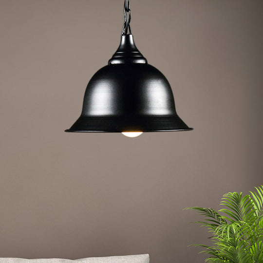 Industrial Black/Red/Yellow Dome Pendant Light Fixture - Hanging Ceiling For Living Room